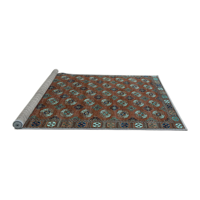 Sideview of Machine Washable Southwestern Light Blue Country Rug, wshurb2413lblu