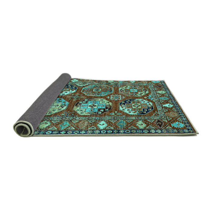 Sideview of Oriental Turquoise Industrial Rug, urb2414turq
