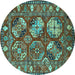 Round Oriental Turquoise Industrial Rug, urb2414turq