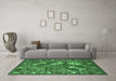 Machine Washable Oriental Emerald Green Industrial Area Rugs in a Living Room,, wshurb2414emgrn