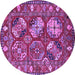 Round Oriental Purple Industrial Rug, urb2414pur