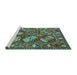 Sideview of Machine Washable Oriental Turquoise Industrial Area Rugs, wshurb2414turq