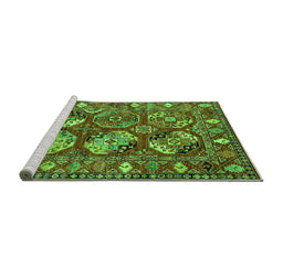 Sideview of Machine Washable Oriental Green Industrial Area Rugs, wshurb2414grn