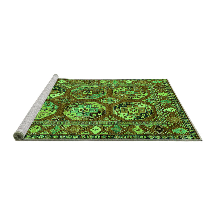 Sideview of Machine Washable Oriental Green Industrial Area Rugs, wshurb2414grn
