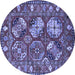 Round Oriental Blue Industrial Rug, urb2414blu