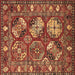 Square Machine Washable Oriental Brown Industrial Rug, wshurb2414brn