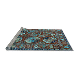 Sideview of Machine Washable Oriental Light Blue Industrial Rug, wshurb2414lblu