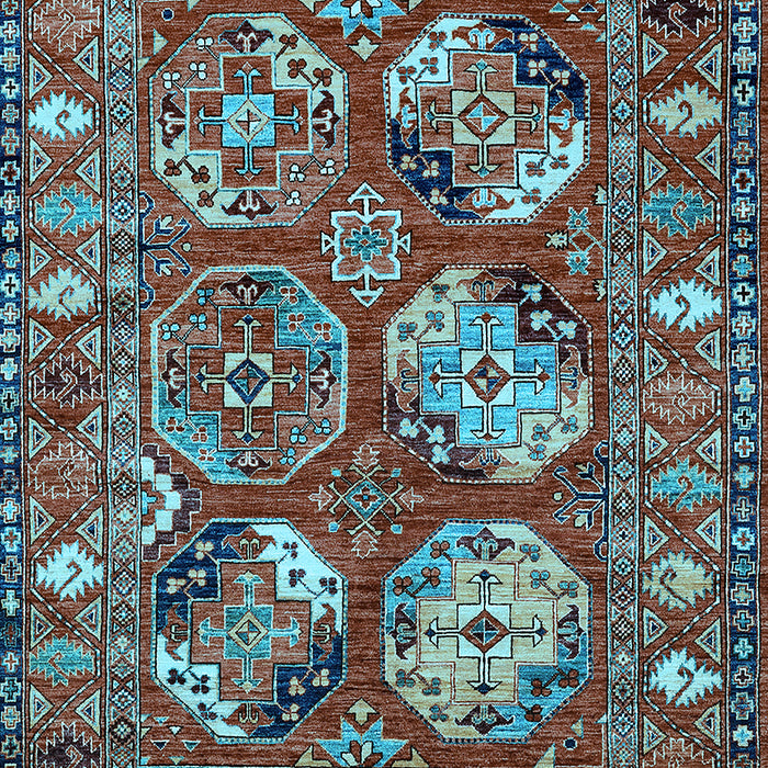 Machine Washable Oriental Light Blue Industrial Rug, wshurb2414lblu