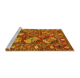 Sideview of Machine Washable Oriental Yellow Industrial Rug, wshurb2414yw