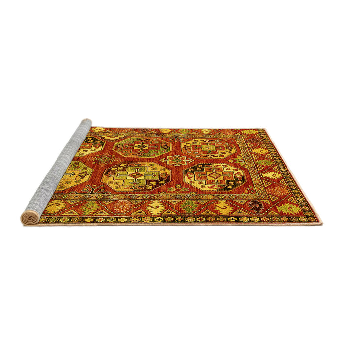 Sideview of Machine Washable Oriental Yellow Industrial Rug, wshurb2414yw