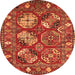 Round Oriental Orange Industrial Rug, urb2414org