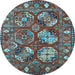 Round Oriental Light Blue Industrial Rug, urb2414lblu