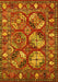 Machine Washable Oriental Yellow Industrial Rug, wshurb2414yw