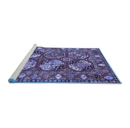 Sideview of Machine Washable Oriental Blue Industrial Rug, wshurb2414blu