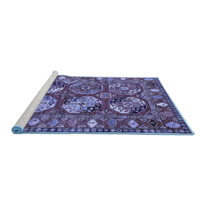 Sideview of Machine Washable Oriental Blue Industrial Rug, wshurb2414blu