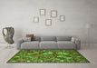 Machine Washable Oriental Green Industrial Area Rugs in a Living Room,, wshurb2414grn