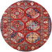 Round Mid-Century Modern Red Oriental Rug, urb2414