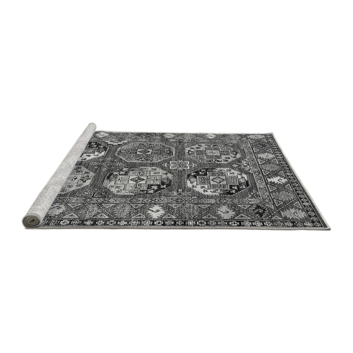 Sideview of Machine Washable Oriental Gray Industrial Rug, wshurb2414gry