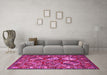 Machine Washable Oriental Pink Industrial Rug in a Living Room, wshurb2414pnk