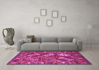 Machine Washable Oriental Pink Industrial Rug, wshurb2414pnk