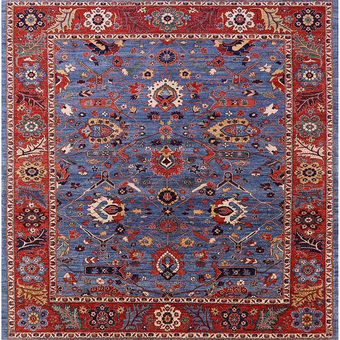 Square Mid-Century Modern Carbon Red Oriental Rug, urb2415