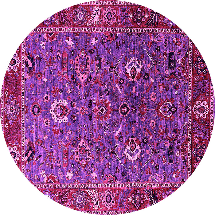 Round Oriental Pink Traditional Rug, urb2415pnk