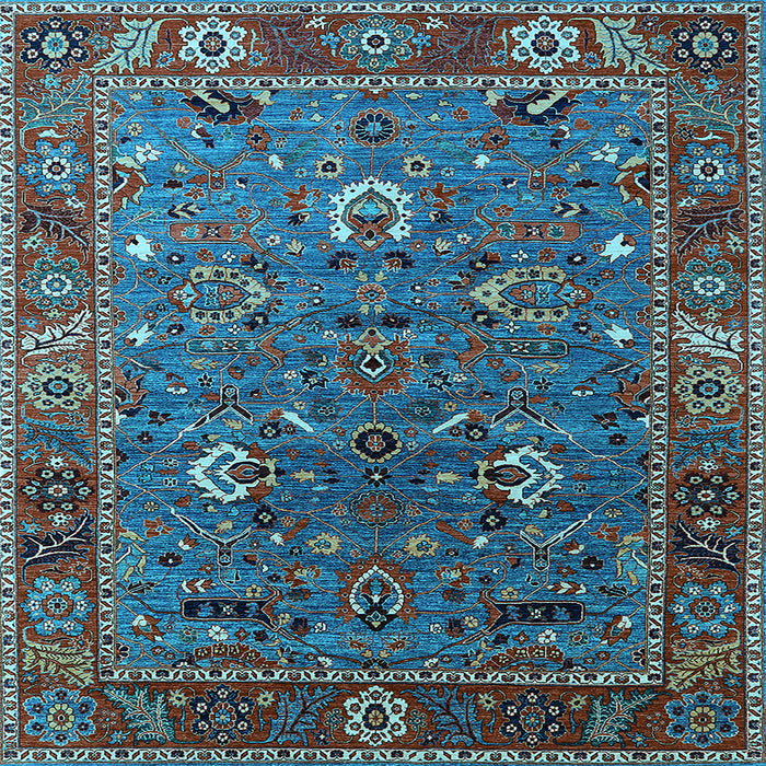 Square Oriental Light Blue Traditional Rug, urb2415lblu