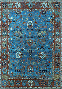 Oriental Light Blue Traditional Rug, urb2415lblu