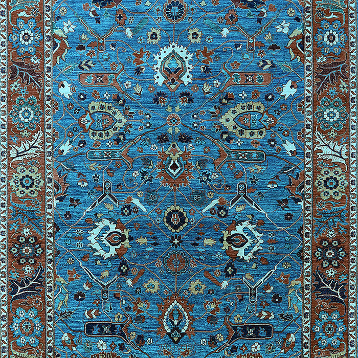 Machine Washable Oriental Light Blue Traditional Rug, wshurb2415lblu