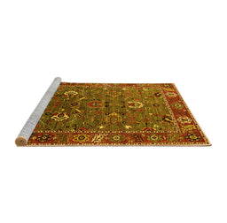 Sideview of Machine Washable Oriental Yellow Traditional Rug, wshurb2415yw