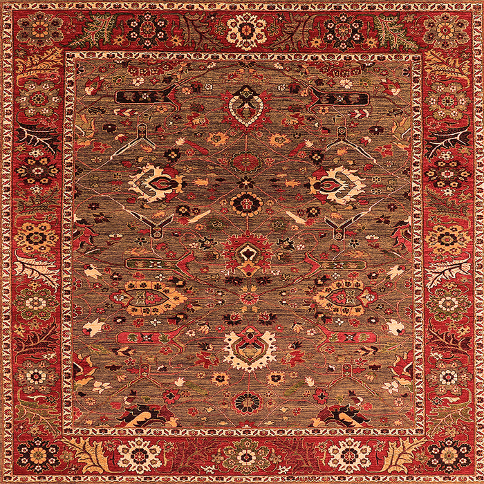 Square Oriental Orange Traditional Rug, urb2415org