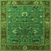 Square Oriental Green Traditional Rug, urb2415grn