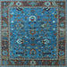 Square Machine Washable Oriental Light Blue Traditional Rug, wshurb2415lblu