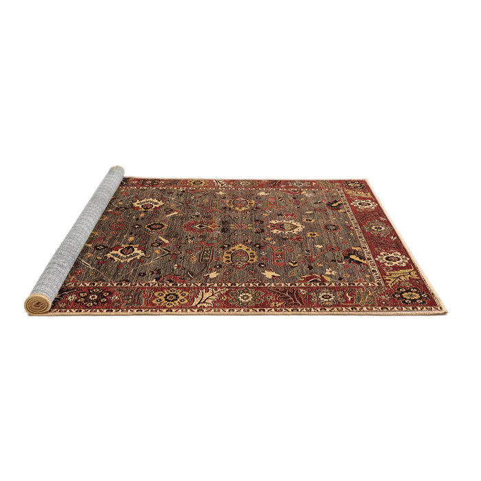 Sideview of Machine Washable Oriental Brown Traditional Rug, wshurb2415brn