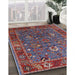 Mid-Century Modern Carbon Red Oriental Rug in Family Room, urb2415