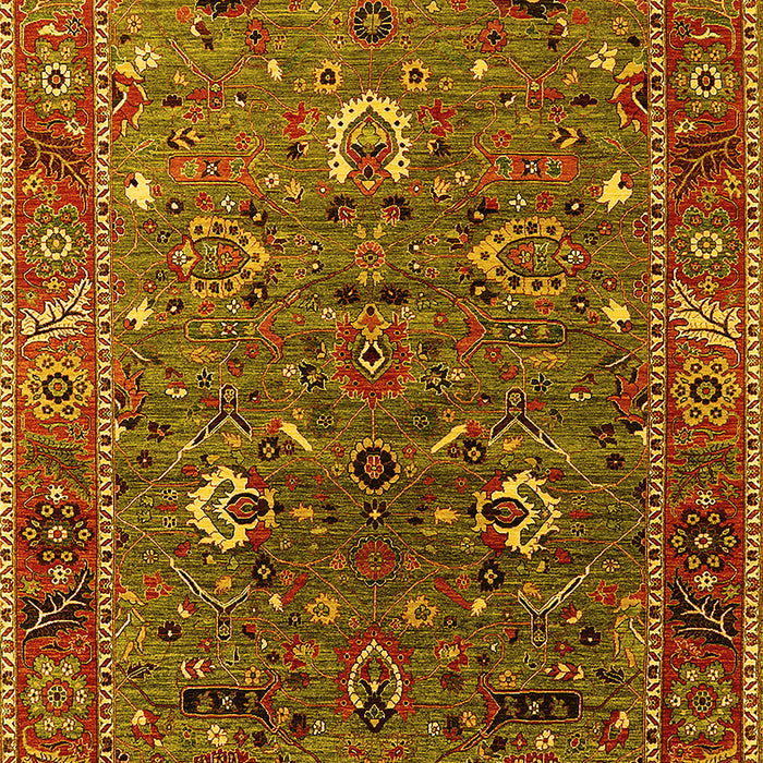 Machine Washable Oriental Yellow Traditional Rug, wshurb2415yw