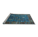 Sideview of Machine Washable Oriental Light Blue Traditional Rug, wshurb2415lblu