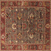 Square Machine Washable Oriental Brown Traditional Rug, wshurb2415brn