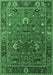 Machine Washable Oriental Emerald Green Traditional Area Rugs, wshurb2415emgrn