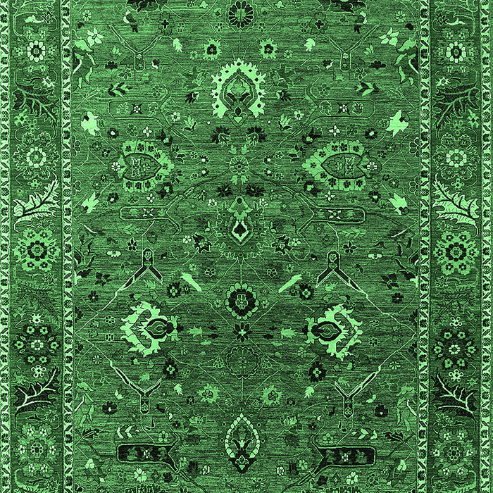 Machine Washable Oriental Emerald Green Traditional Area Rugs, wshurb2415emgrn