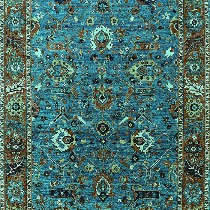 Machine Washable Oriental Turquoise Traditional Area Rugs, wshurb2415turq