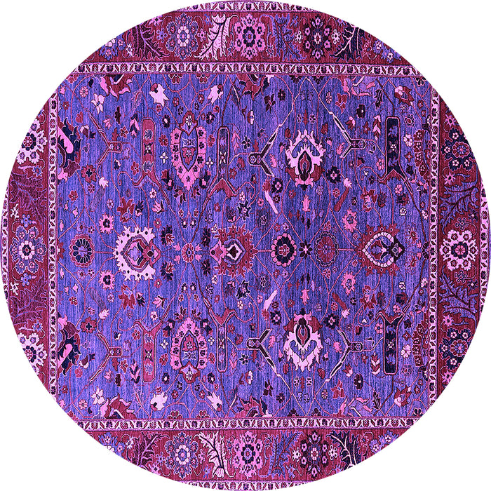 Round Oriental Purple Traditional Rug, urb2415pur