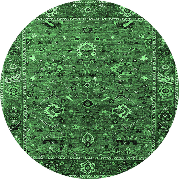 Round Oriental Emerald Green Traditional Rug, urb2415emgrn