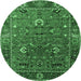 Round Oriental Emerald Green Traditional Rug, urb2415emgrn