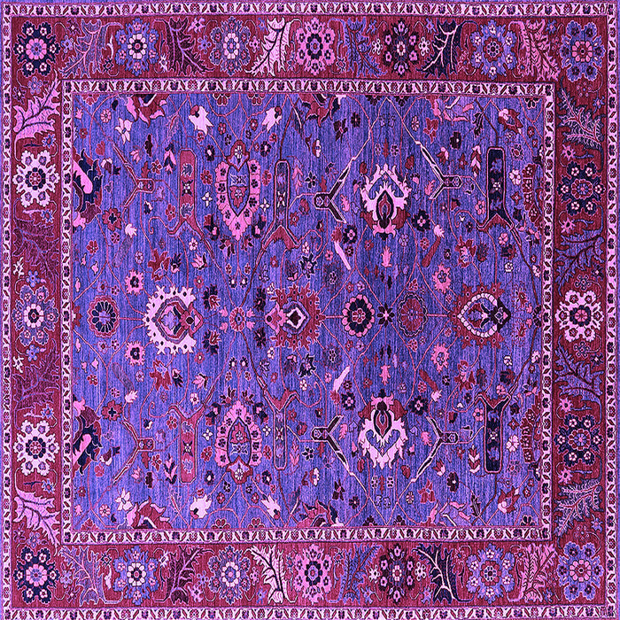 Square Machine Washable Oriental Purple Traditional Area Rugs, wshurb2415pur