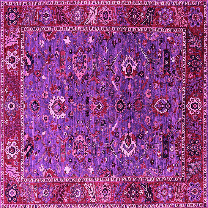 Square Machine Washable Oriental Pink Traditional Rug, wshurb2415pnk