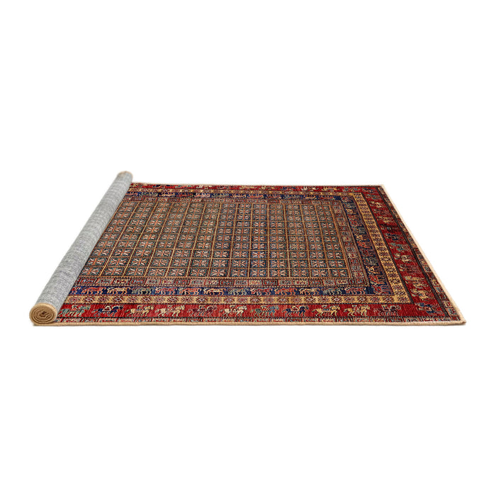 Sideview of Machine Washable Industrial Modern Orange Brown Rug, wshurb2416