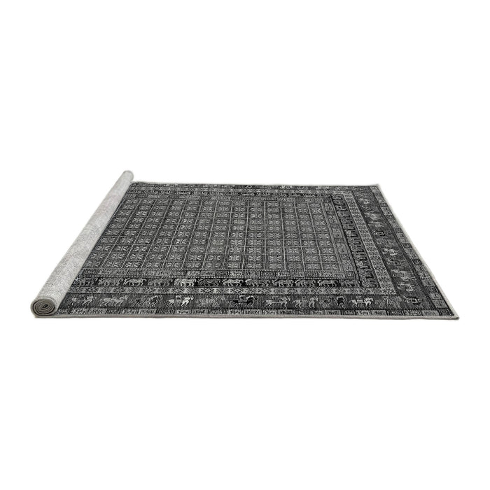 Sideview of Machine Washable Oriental Gray Industrial Rug, wshurb2416gry