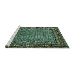 Sideview of Machine Washable Oriental Turquoise Industrial Area Rugs, wshurb2416turq