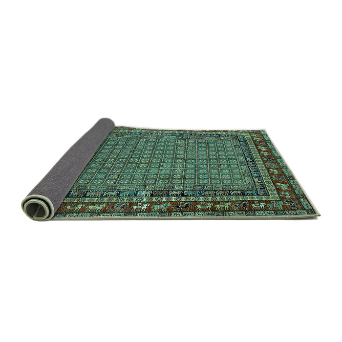Sideview of Oriental Turquoise Industrial Rug, urb2416turq